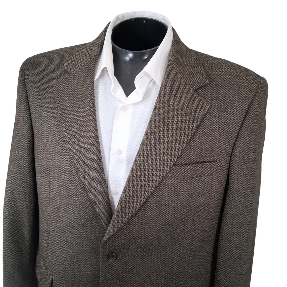Jos. A. Bank Blazer Mens 44R Brown Herringbone Two Button Sport Coat